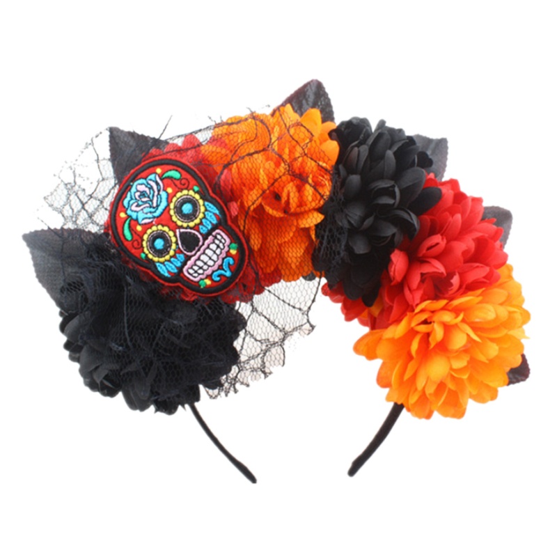 Băng Đô Vải Lưới Họa Tiết Đầu Lâu Phong Cách Halloween