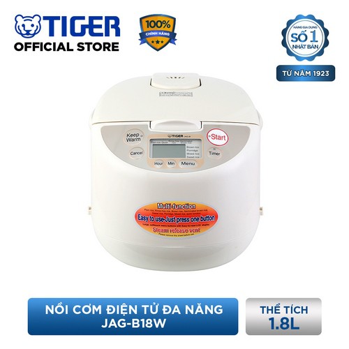 [Mã ELMA300 Giảm 10% đơn 300K] Nồi cơm điện tử đa năng Tiger JAG-B18W (1.8L)