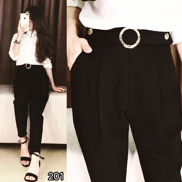 Quần Baggy Công Sở Khoen Tròn Cạp Cao mẫu mới