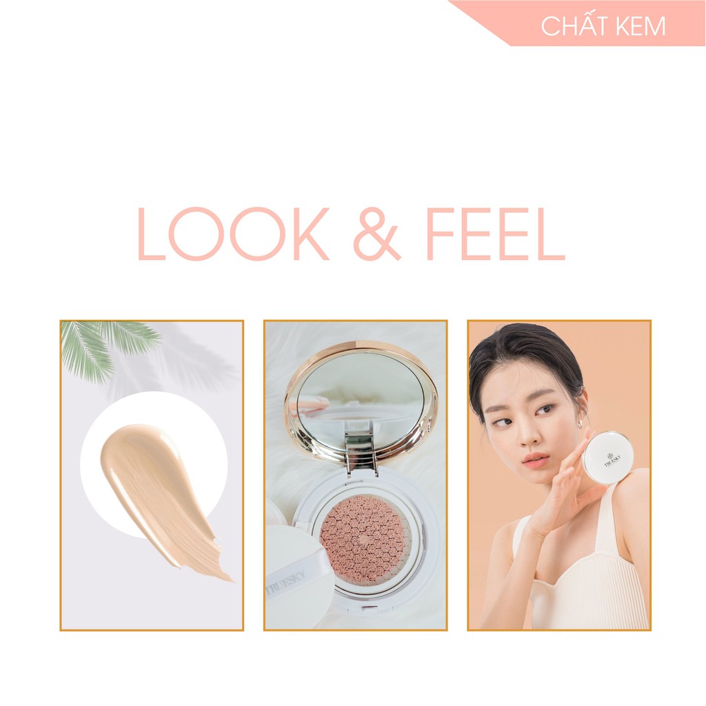 Combo cushion che khuyến điểm Truesky tông sáng + 3 mặt nạ dưỡng trắng và chống lão hoá Truesky