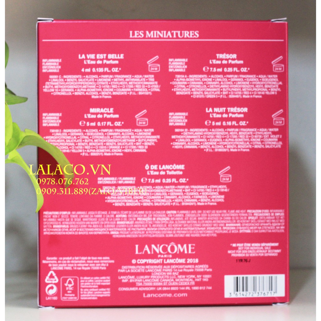 Bộ nước hoa mini LANCOME LES MINIATURES 5pc | Thế Giới Skin Care