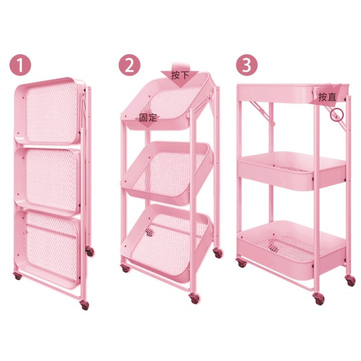 Kệ Gấp Gọn 3 Tầng Đa Năng Thép Không Gỉ, Tiện Dụng Trong Nha Bếp, Nail, Spa, Phun Xăm