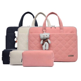 [Video+Ảnh thật] Túi xách chống sốc thời trang cho Laptop, Macbook 13,14,15inch tặng kèm túi đựng phụ kiện và gấu bông