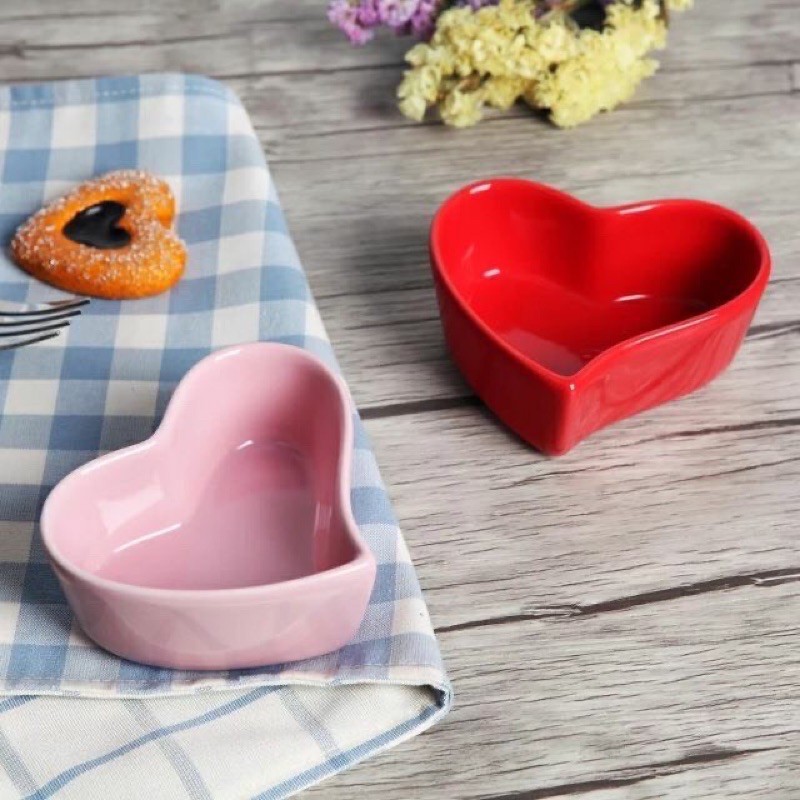 Bát Sứ Trái Tim Lượn Chén Ăn Dặm Cho Bé , Đựng Gia Vị, Nước Chấm, Chén Dĩa Dễ Thương