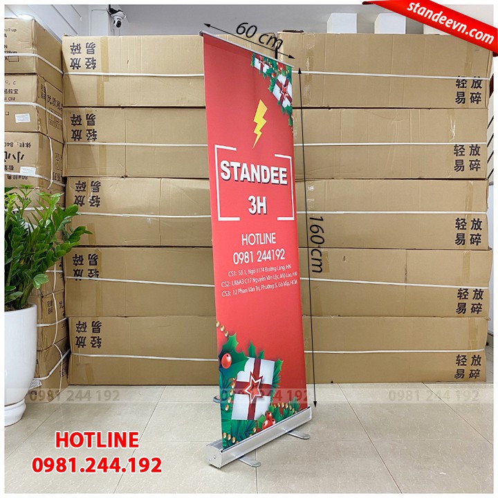 Standee cuốn nhôm giá rẻ, giá cuốn nhôm 0.6x1.6m - Standee 3H