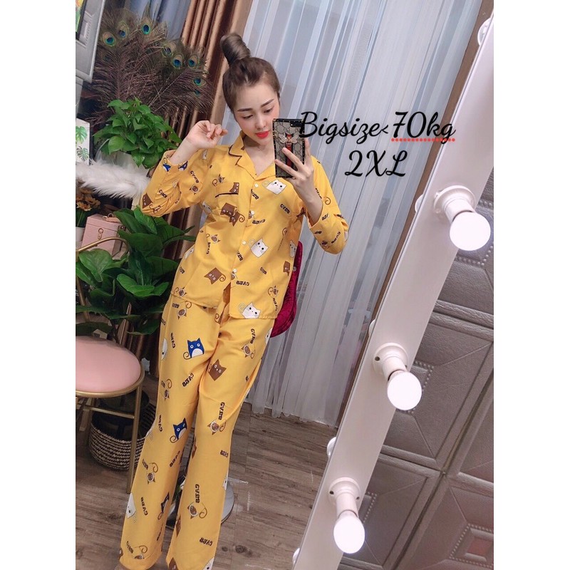 XẢ KHO Bộ pijama BIGSIZE dưới 70kg tay dài quần dài