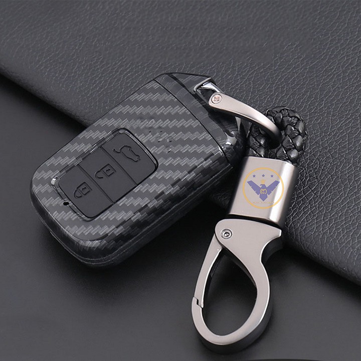 Ốp móc chìa khóa cacbon cao cấp xe Honda City, Civic, CRV bản 3 nút bấm-kèm móc khóa