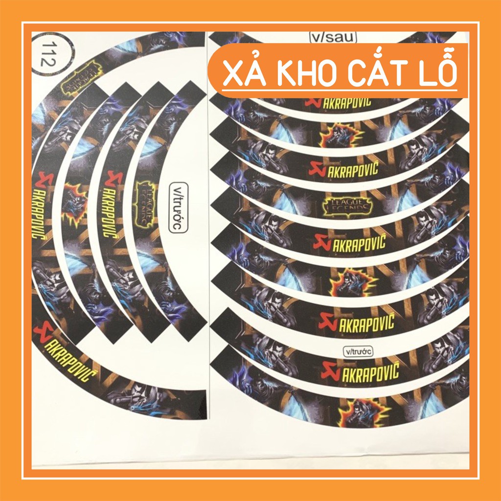 Hàng Đẹp ( Ảnh Thật ) Tem Dán Vành Full Bánh Tướng Liên Minh Huyền Thoại Mã Số 112 Chất