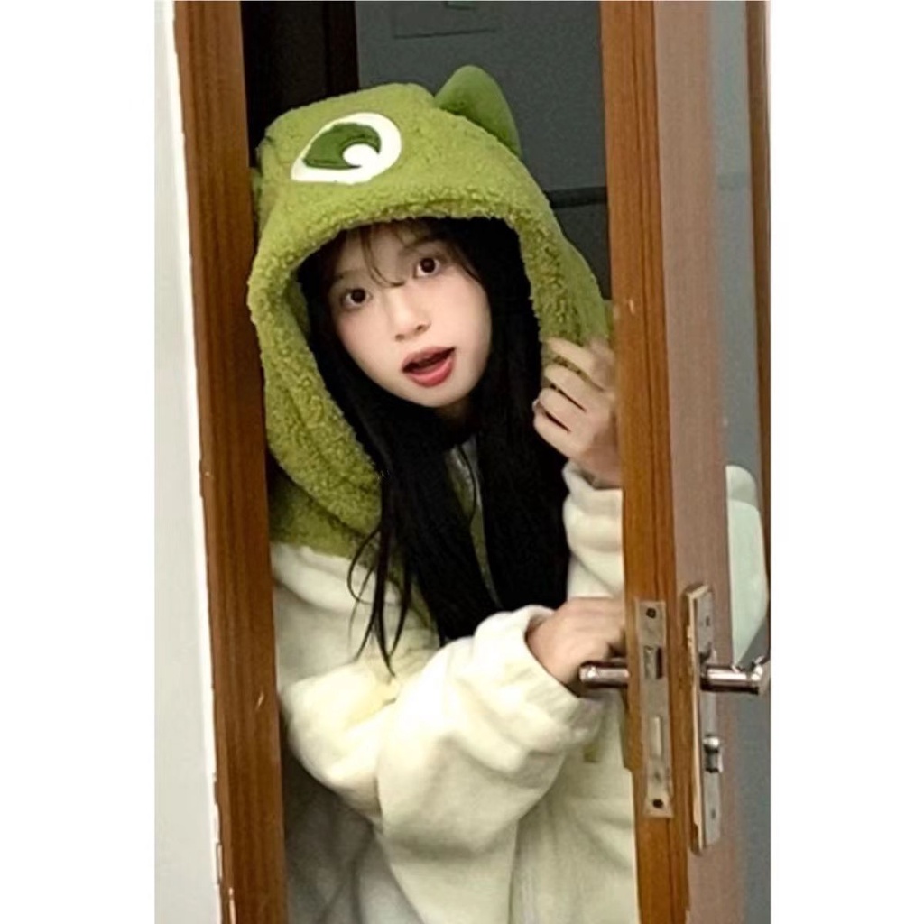 ♣Áo Khoác Lông Cừu♣Áo Khoác Cardigan Len Lông Cừu Phối Nhung Dáng Rộng Màu Sắc Ngọt Ngào Thời Trang Thu Đông Cho Nữ