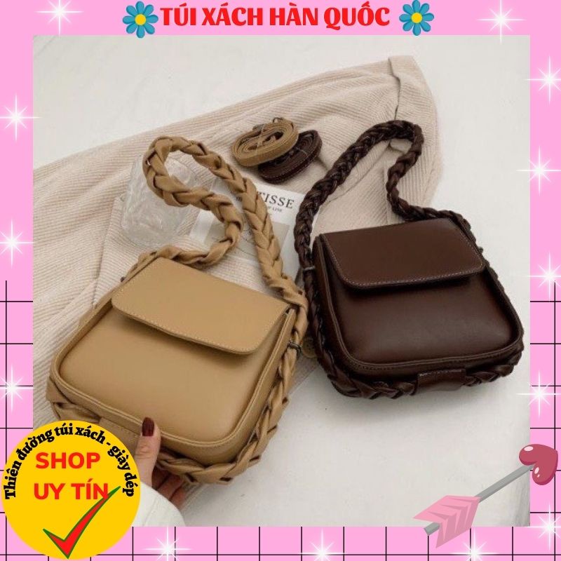 Túi kẹp nách đeo vai, túi xách đeo chéo nữ quai tết da mềm trơn da dày phong cách hàn quốc SPB 40