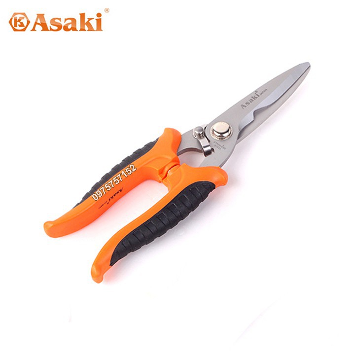 Kéo cắt cành lưỡi Inox thẳng - lưỡi dài Asaki AK-8631 8inch/200mm giocongcu