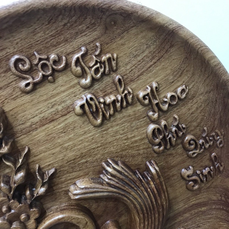 Trang đĩa chữ Lộc / Lộc tấn vinh hoa phú quý sinh Lộc bằng gỗ Hương nguyên khối 100% _ kích thước 40 - HAHANCO