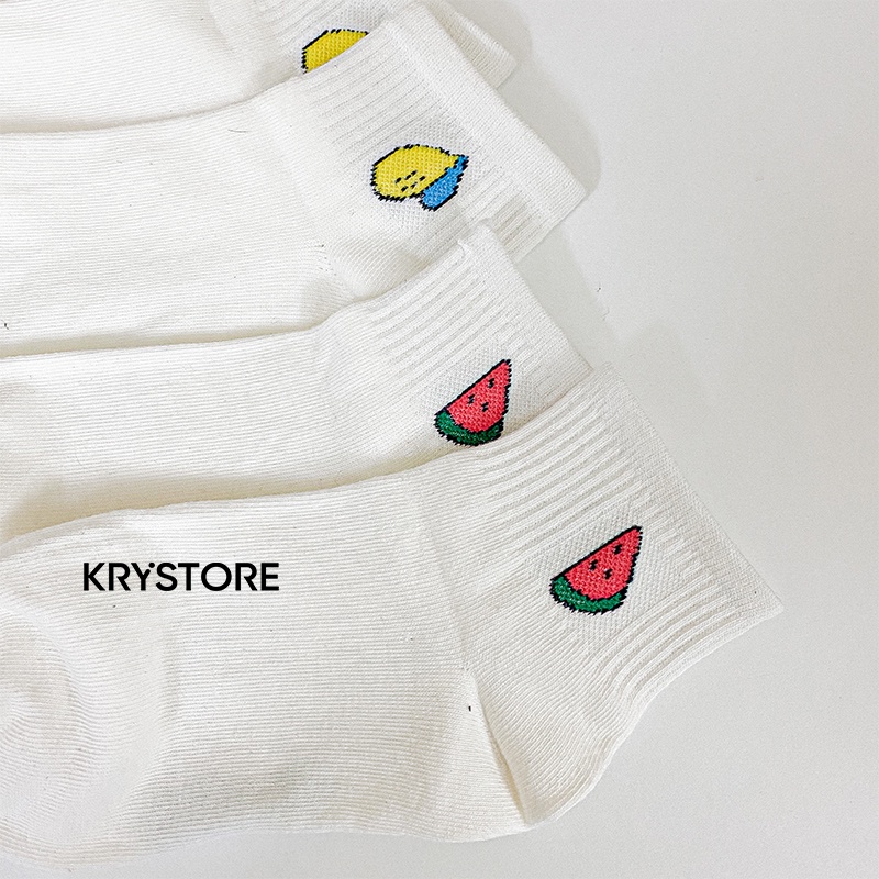 Vớ ngắn cổ hoa quả , tất nữ ngắn Krystore cotton dày đẹp NC26