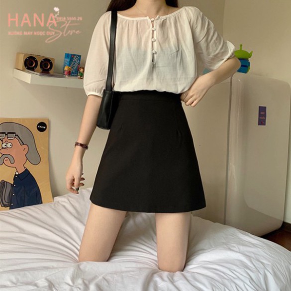 Chân váy chữ A ngắn màu đen cạp lưng cao có quần lót trong - Mặc đi làm Công sở Đi học sinh Đi Chơi đẹp - Vải Vitex mềm | BigBuy360 - bigbuy360.vn