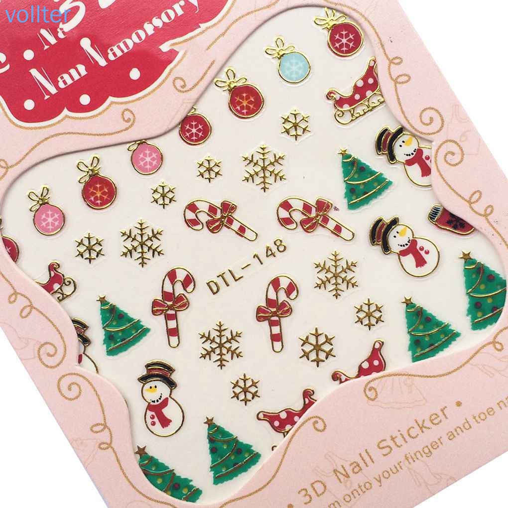 Sticker dán móng tay họa tiết 3D chủ đề giáng sinh