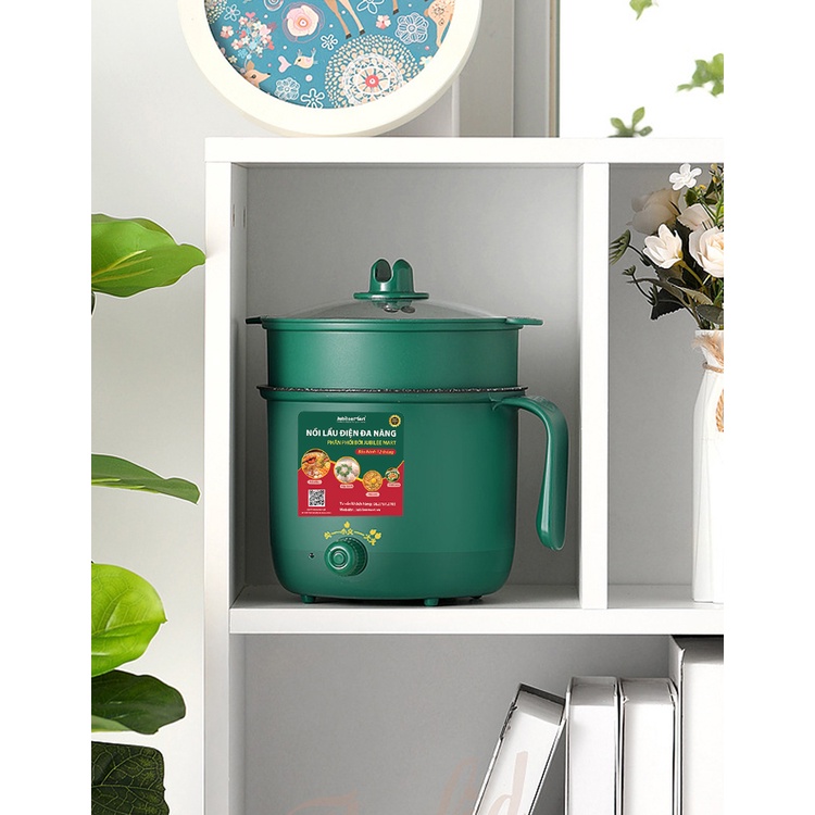HỎA TỐC 2H - Nồi Lẩu Điện Mini - Nấu Mì 2 Tầng Kèm Giá Hấp Đa Năng - Nướng, Luộc, Chiên Chống Dính Vấn Đá Cao Cấp