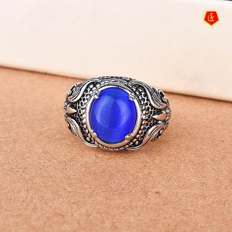 Nhẫn Đính Đá Mặt Trăng Phong Cách Retro