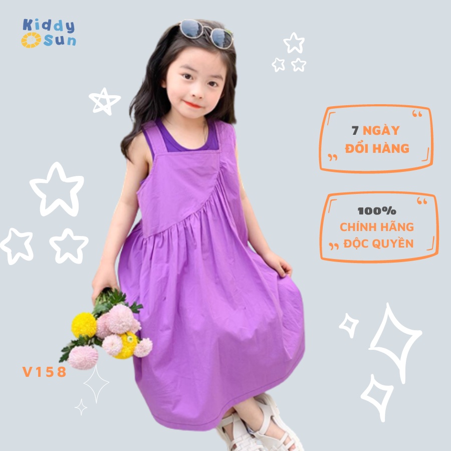 Váy cho bé gái Kiddysun dáng dài màu tím mùa hè hai dây thô Hàn kèm áo thun sát nách mát công chúa xinh đẹp V158