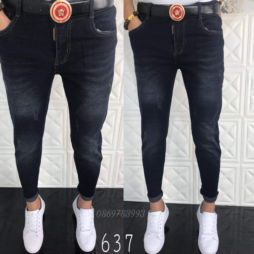 Quần Jean Nam jeans nam rách gối jeans nam body quần jeans nam xước Wash fashionteengroup MS 637