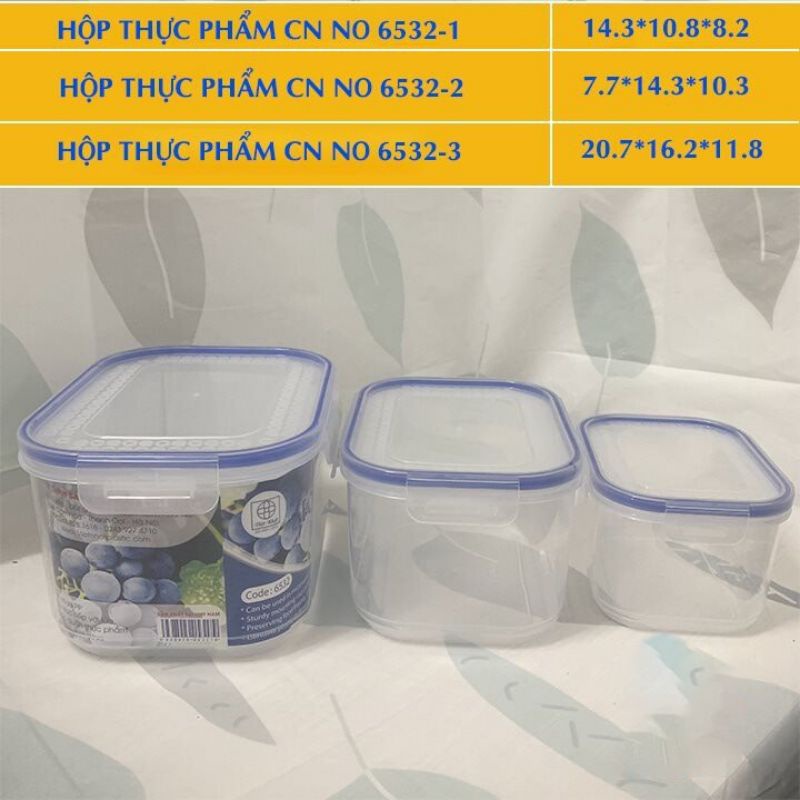 Bộ 3 Hộp Đựng Thực Phẩm Việt Nhật bảo quản thực phẩm tươi, dùng được lò vi sóng an toàn cho sức khỏe