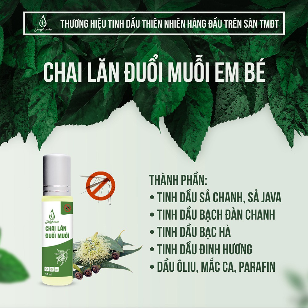 Chai lăn tinh dầu ngăn muỗi cắn em bé 10ml JULYHOUSE