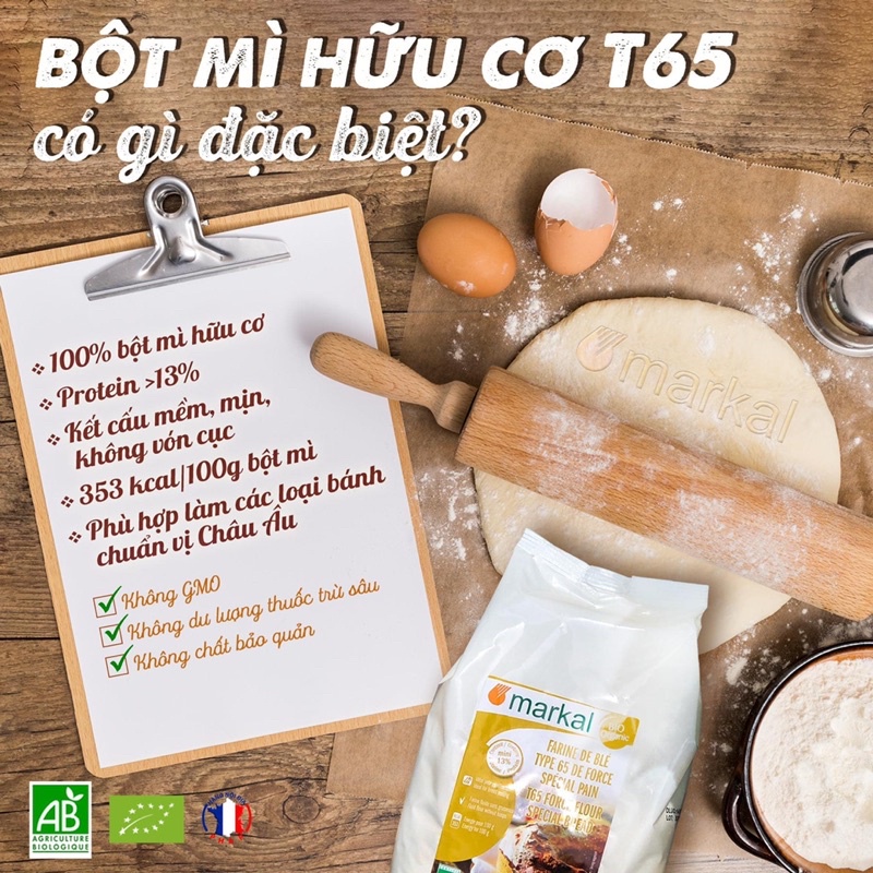 Bột mì hữu cơ Markal nhập khẩu dùng làm bánh cho bé hay cả gia đình