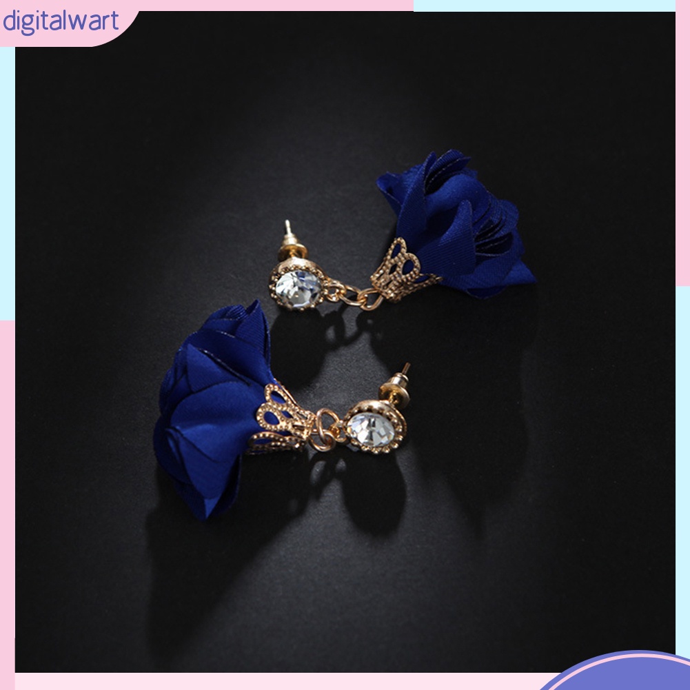 Đôi bông tai hình hoa trang trí đính đá thời trang cho nữ