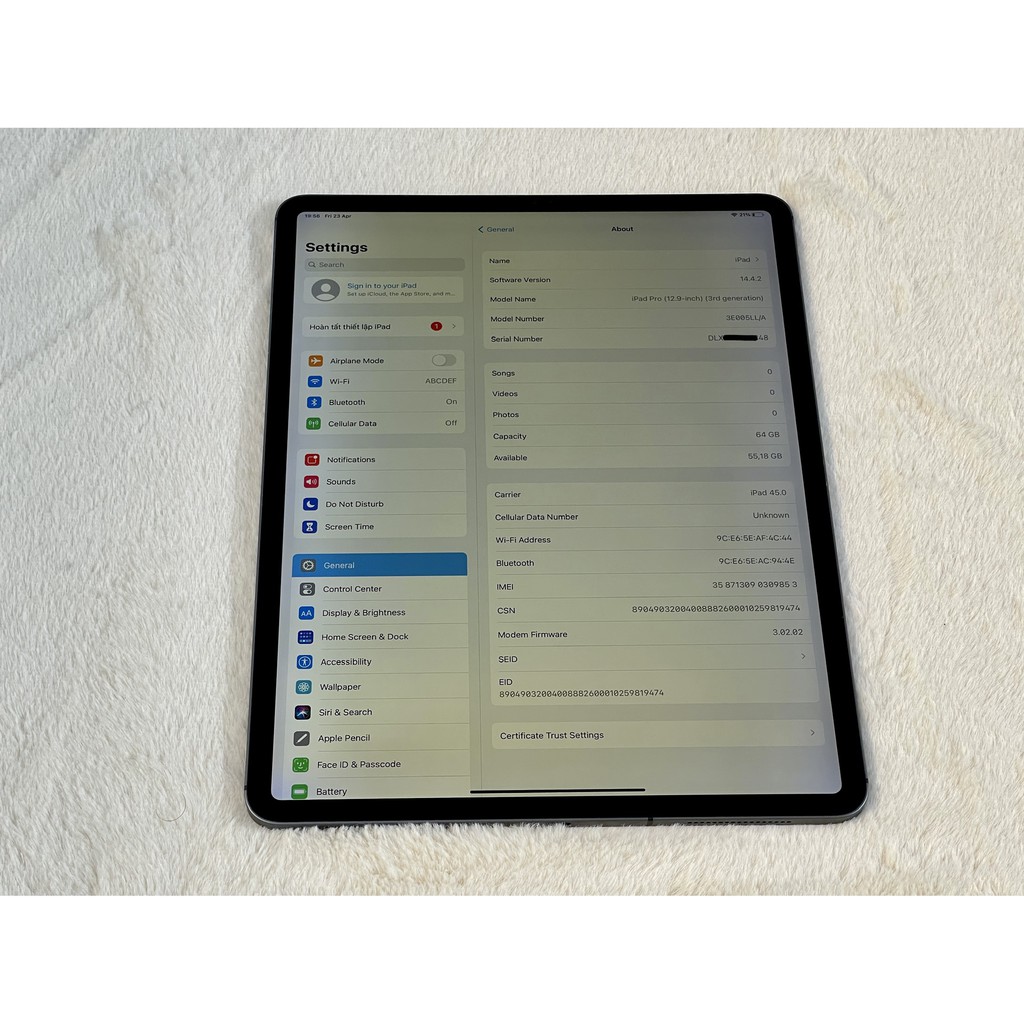 Máy tính bảng Apple iPad pro 12.9 inch gen 3 dung lượng 64GB bản 4G | WebRaoVat - webraovat.net.vn