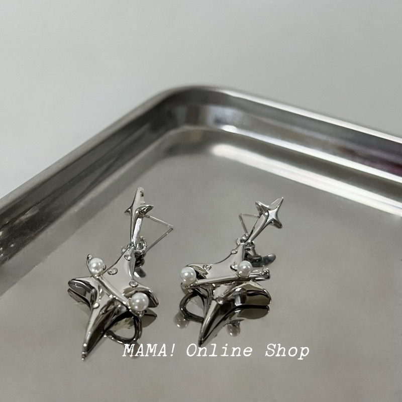 Niche Bông Tai Ngôi Sao Và awn Khảm Đá Ngọc Trai Phong Cách Chính Hãng