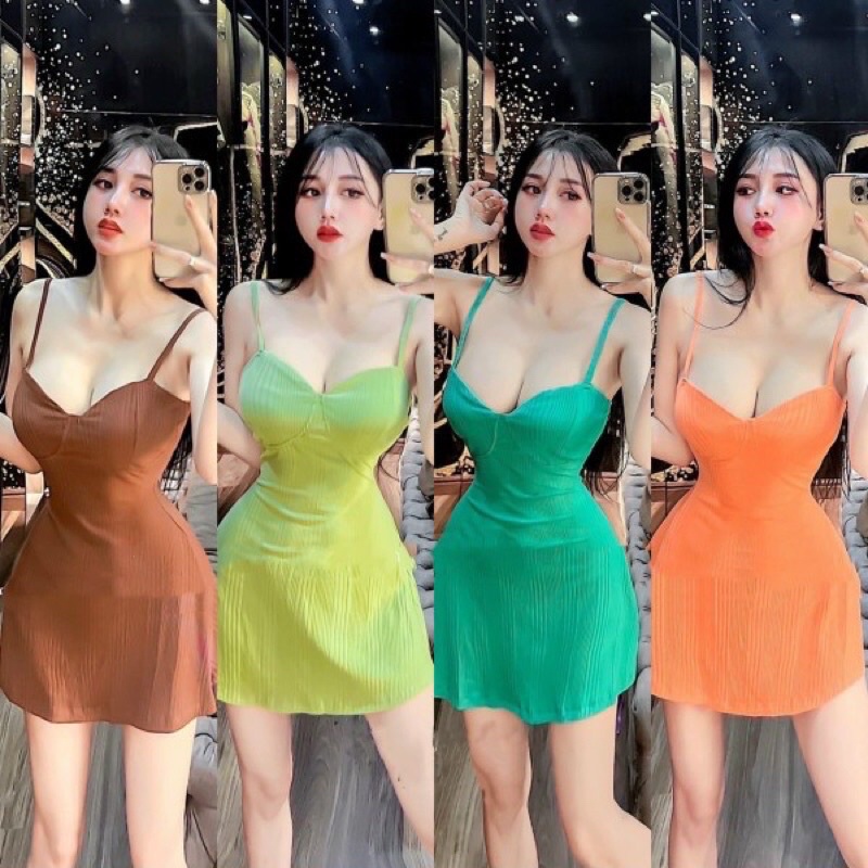 Đầm cúp ngực len xốp QC, đầm 2 dây body sexy D276