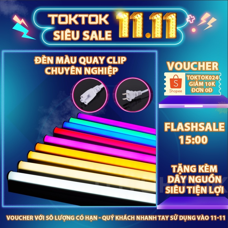 Đèn LED tuýp quay tiktok nhiều màu đèn gậy neon tok tok chuyên nghiệp siêu bền tiện lợi