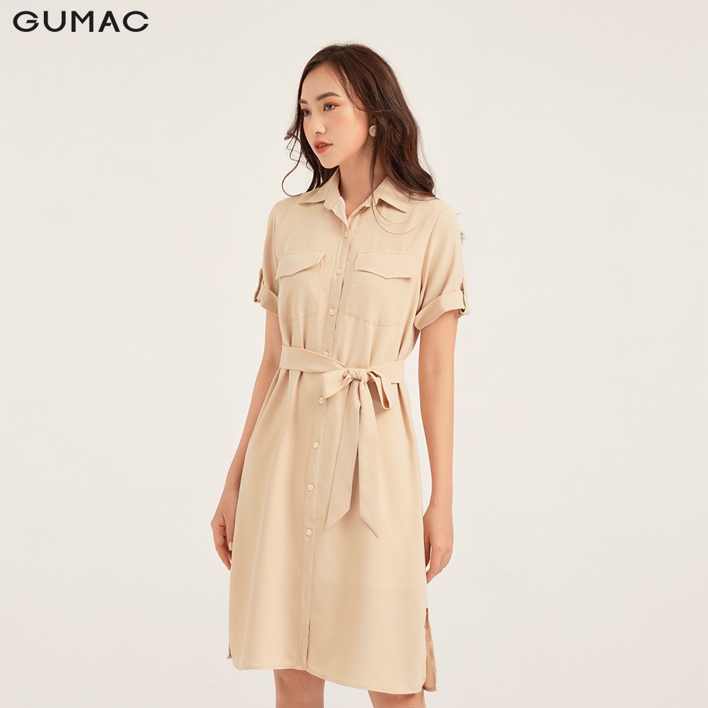 Đầm suông nữ GUMAC form sơ mi 2 túi, thiết kế thoải mái đủ size DB176 | BigBuy360 - bigbuy360.vn