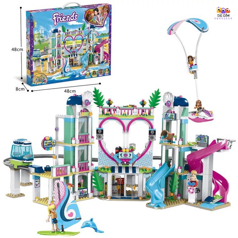 Đồ Chơi Lắp Ráp Kiểu LEGO Friends Mô Hình Khu Công Viên Nước Heartlake City Resort SX3018 Với 1139 Chi Tiết