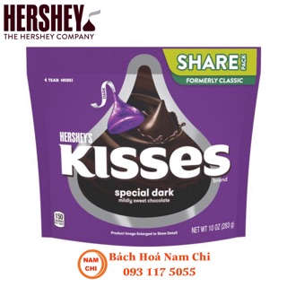 Kẹo Socola Kisses Tím Đen Đắng Kisses Hershey Chocolate 283g