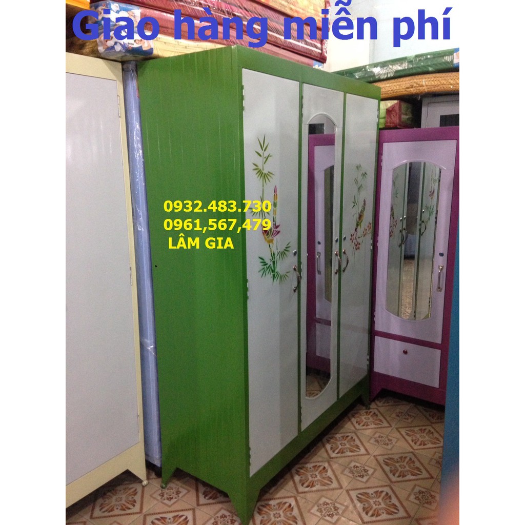 Tủ quần áo bằng sắt 3 cánh hàng đẹp