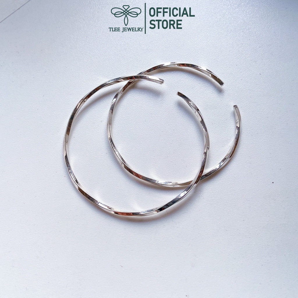 Lắc tay bạc TLEE kiềng cứng dáng xoắn sáng bóng basic TleeJewelry LT0132