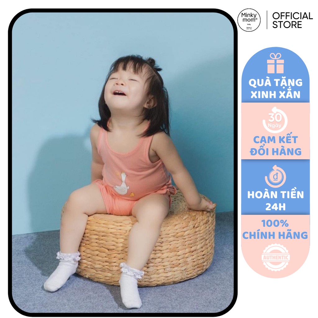[SALE] Bộ Quần Áo Bé Gái, Bé Trai KIMCHIBABY Vải Thun Lạnh Vải Thun Lạnh Vịt Hồng, Bộ Ba Lỗ Cho Bé Mặc Nhà KW2210