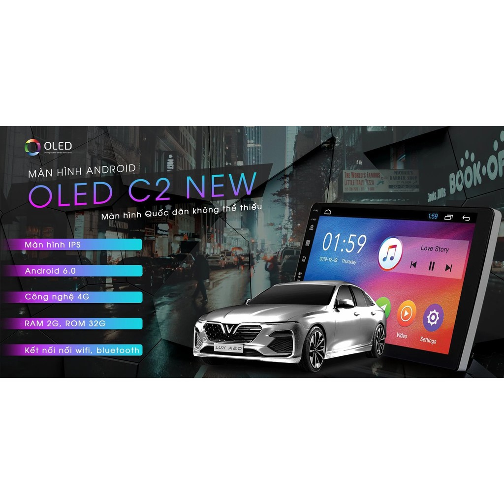 Màn hình dvd Android hỗ trợ ĐỊNH VỊ XE OLED  C2 9"/10" chính hãng bản đồ Vietmap