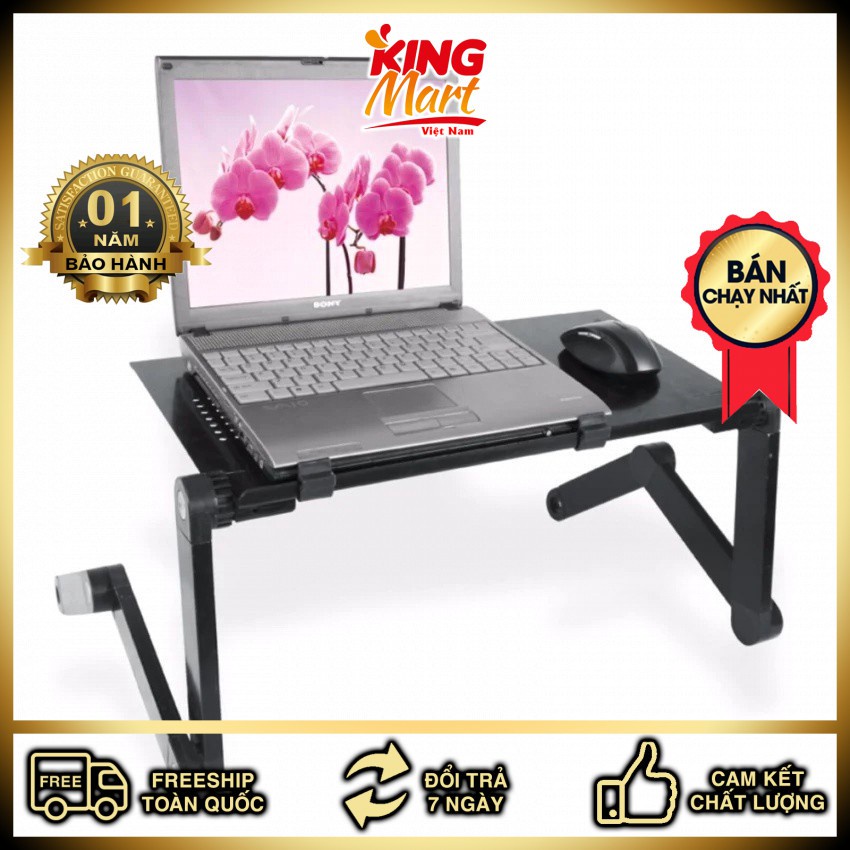 [Mã Bàn gấp để laptop tùy chỉnh 360 độ T6 (đen, hồng) không quạt tản nhiệt(Kingmart68)