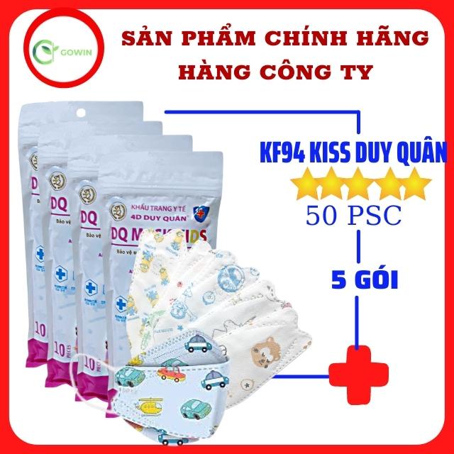 Combo 60C Khẩu Trang trẻ em  kf94 cho bé 4d DQ Mask Kids KF94 Y Tế Duy Quân 4 lớp kháng khuẩn