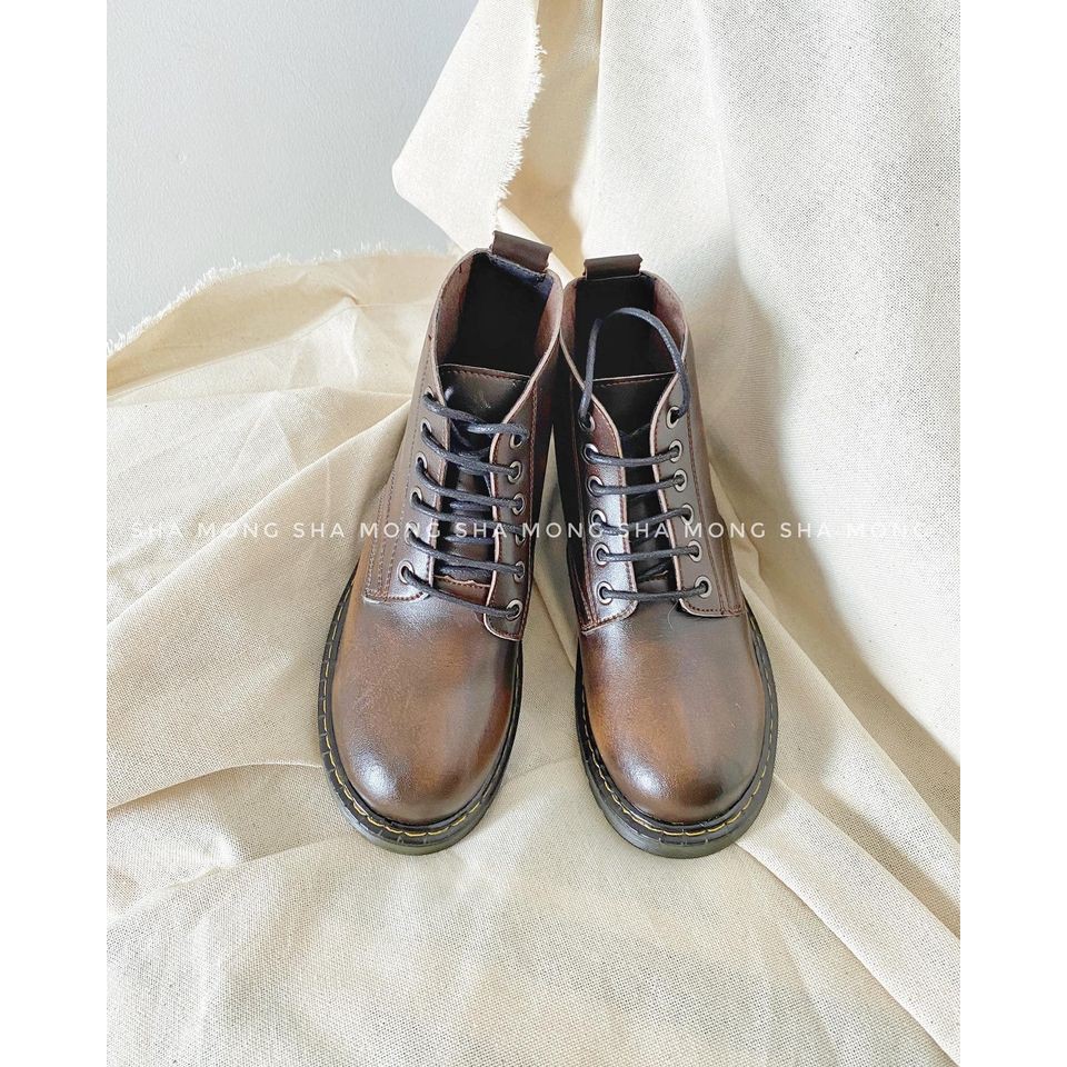 Giày DR cổ cao da bò thật Shamong vintage made in Vietnam bảo hành 1 năm mã 512