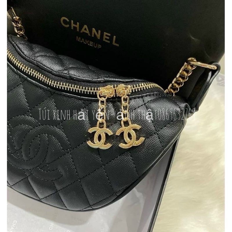 Túi bụng Chànel đeo chéo 2 dây- khoá logo chất da cao cấp