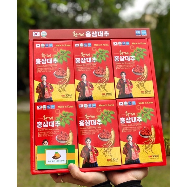 NƯỚC HỒNG SÂM TÁO ĐỎ HÀN QUỐC - Set 6 Hộp - Thế Giới Nông Sản
