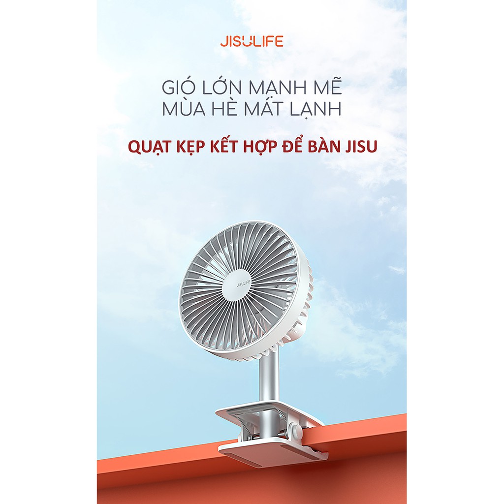 Quạt tích điện kẹp bàn, kẹp xe đẩy, kẹp giường Jisulife, thiết kế dạng kẹp thông minh phù hợp với văn phòng, | BigBuy360 - bigbuy360.vn
