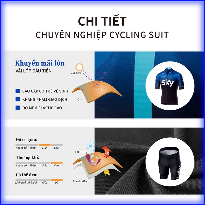 SKY Phong cách mới Thoải mái thoáng khí Quần áo đi xe đạp dành riêng cho Đội dành cho Nam giới Màu trắng Tay ngắn Tay áo Bộ Áo khoác Đi xe đạp