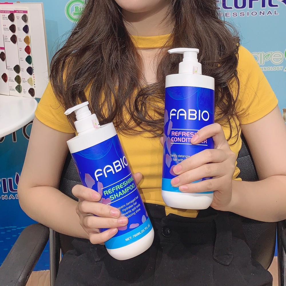 [MỚI] Dầu gội dưỡng chất FABIO 760ml Refreshing Shampoo giữ ẩm, phục hồi tóc hư tổn, ngăn chẻ ngọn, giúp tóc óng mượt