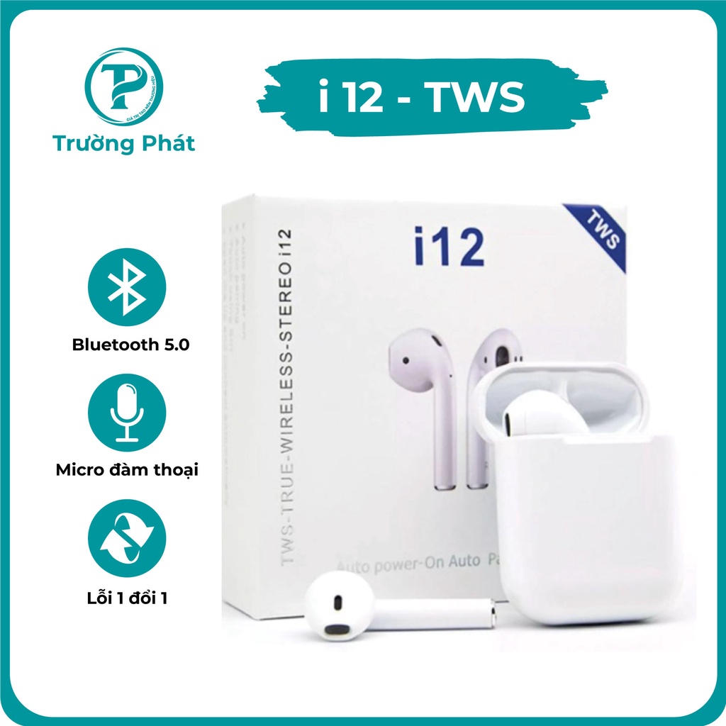 Tai nghe bluetooth i12 không dây chống ồn chủ động dùng được cho cả cho android