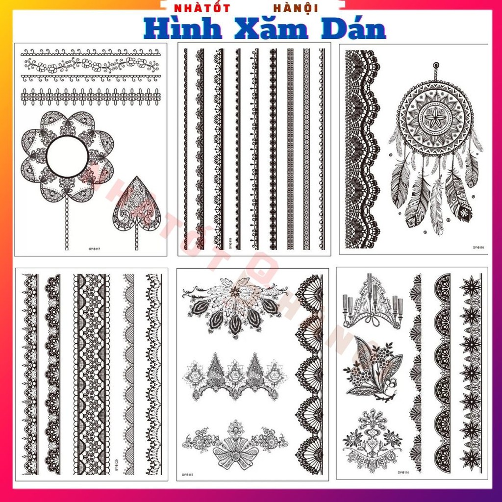 Hình xăm dán tattoo sticker mini AN TOÀN cho da , dễ sử dụng Mua 2 tặng 1 nhà tốt hà nội