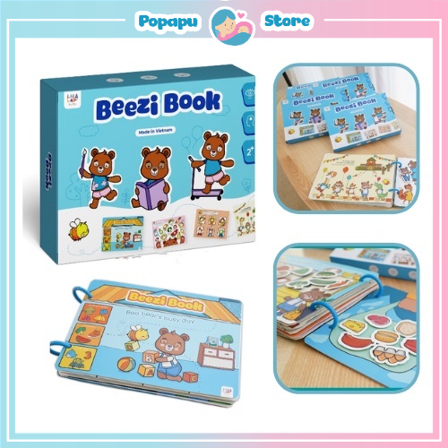 Học liệu bóc dán montessori BEEZI BOOK nhiều chủ đề đa dạng, song ngữ Anh Việt thương hiệu Lalala Baby