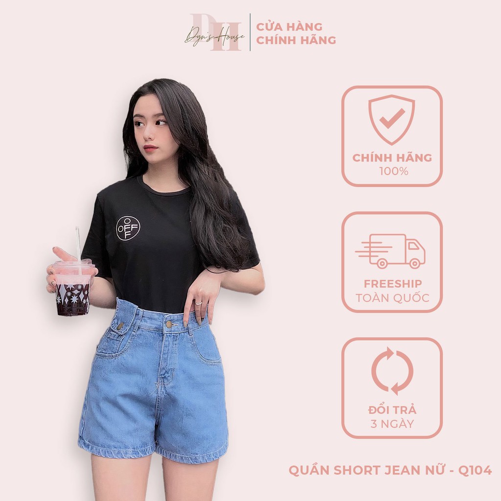 Quần đùi jean nữ thể thao, quần short bò lửng nữ cao cấp phong cách ulzzang thời trang Dyn's House-Q104